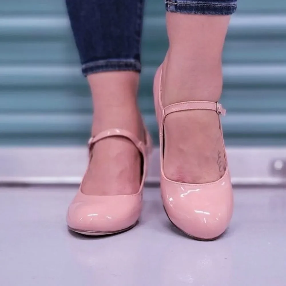 Women's Low Heel Mary Jane Pumps Mauve Color - Picture 4 of 4